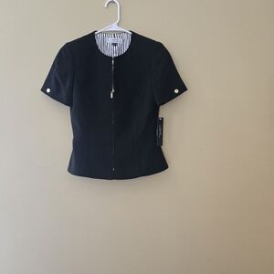 Tahari Black Blazer with Striped Lining